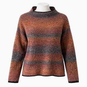 Size XL Bellina Vintage Wool Alpaca Sweater Made Italy Boucle Stripe Knit Cozy